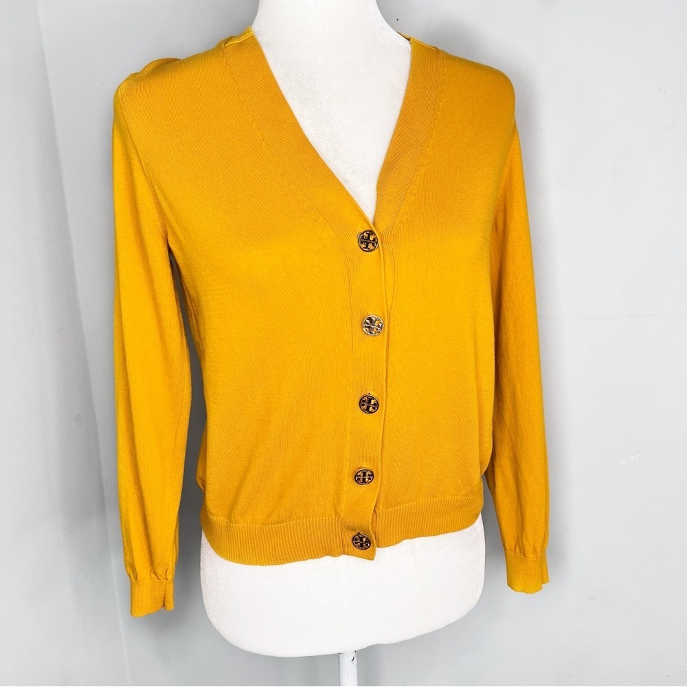 Tory Burch Mustard Yellow Cotton Cardigan Sweater XS